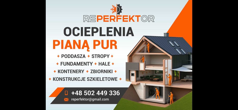 Izolacje natryskowe, ocieplenia pianą PUR.