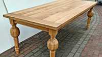 Duży dębowy stół z litego drewna dębowego rustykalny rzeźbiony