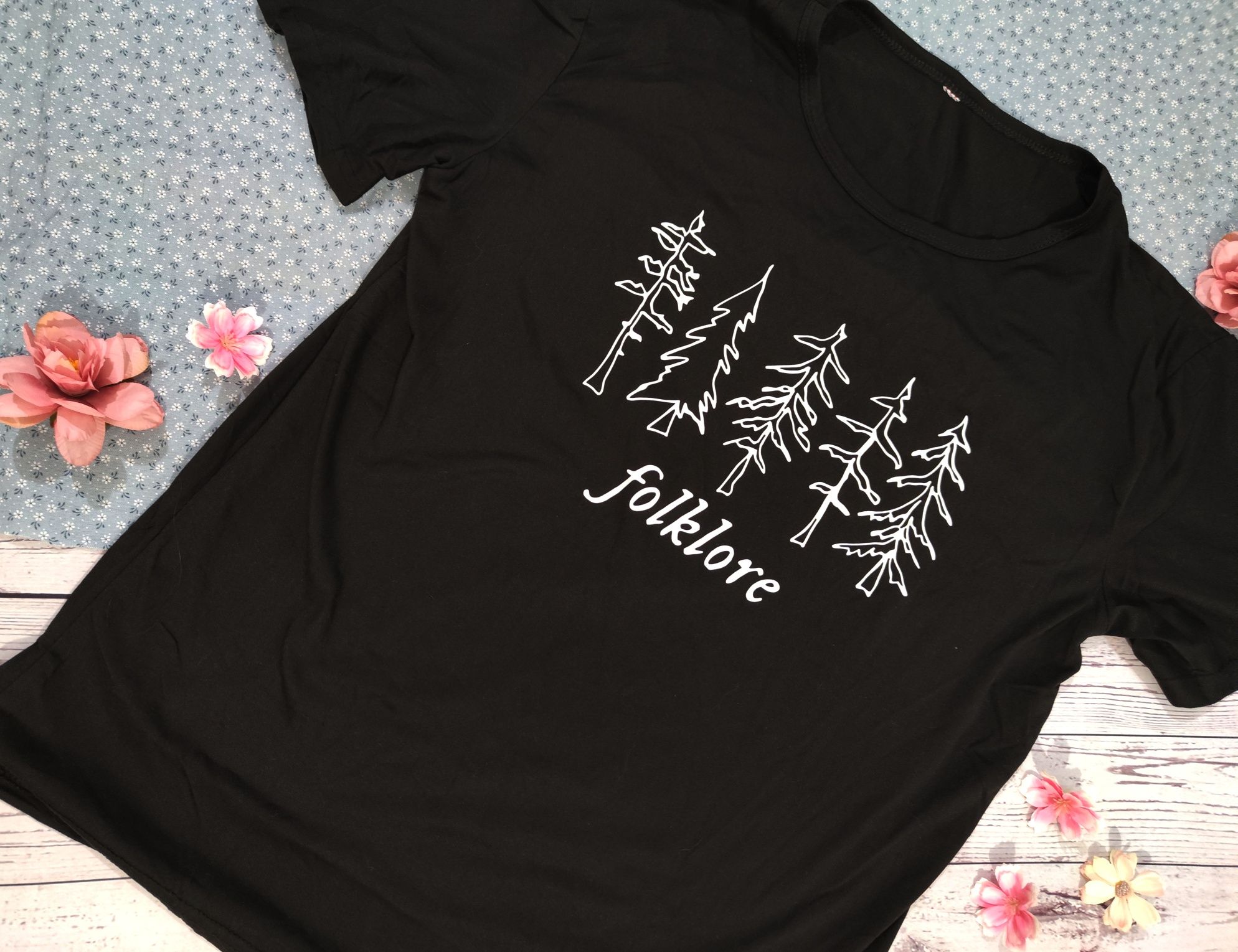 Tshirt czarny folklore Taylor Swift koszulka