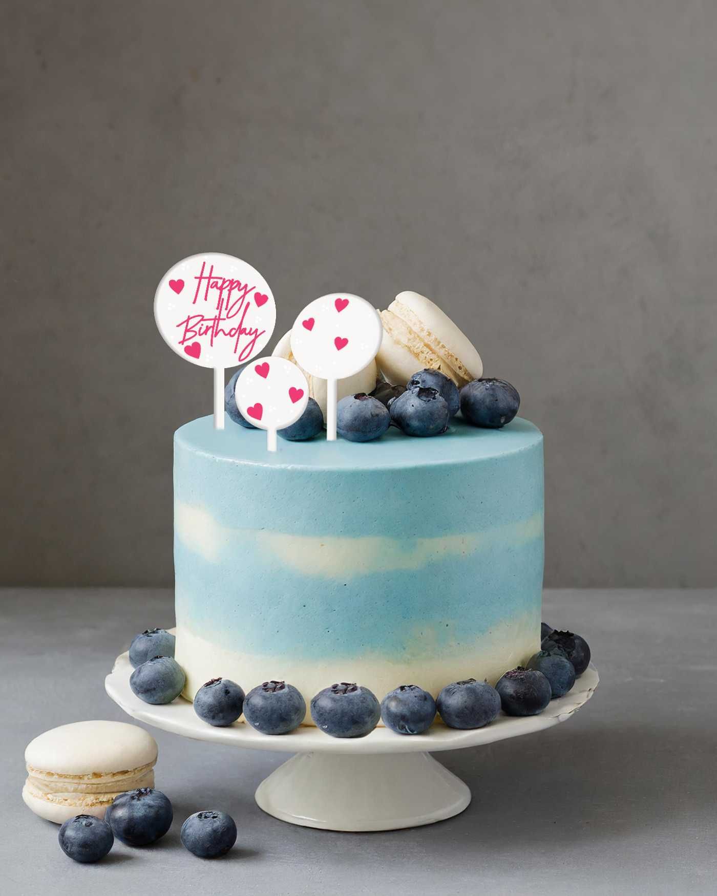 Komplet topperów na tort z napisem “Happy birthday”