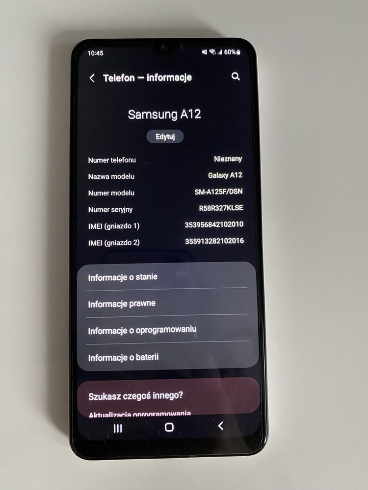 Samsung A12 sprawny biały 4 aparaty 48Mpix dual sim 64GB