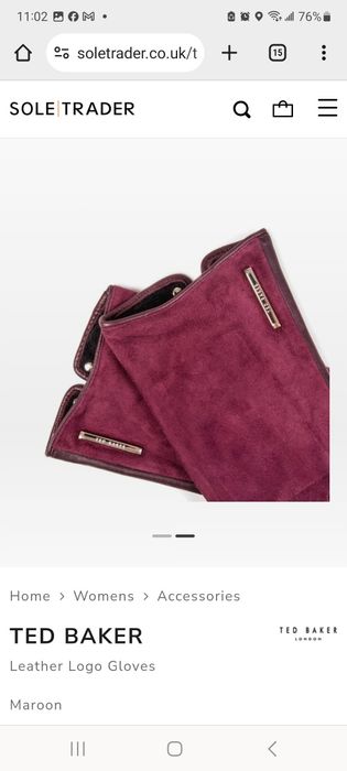 Luvas de pele Ted Baker, cor de vinho, novas