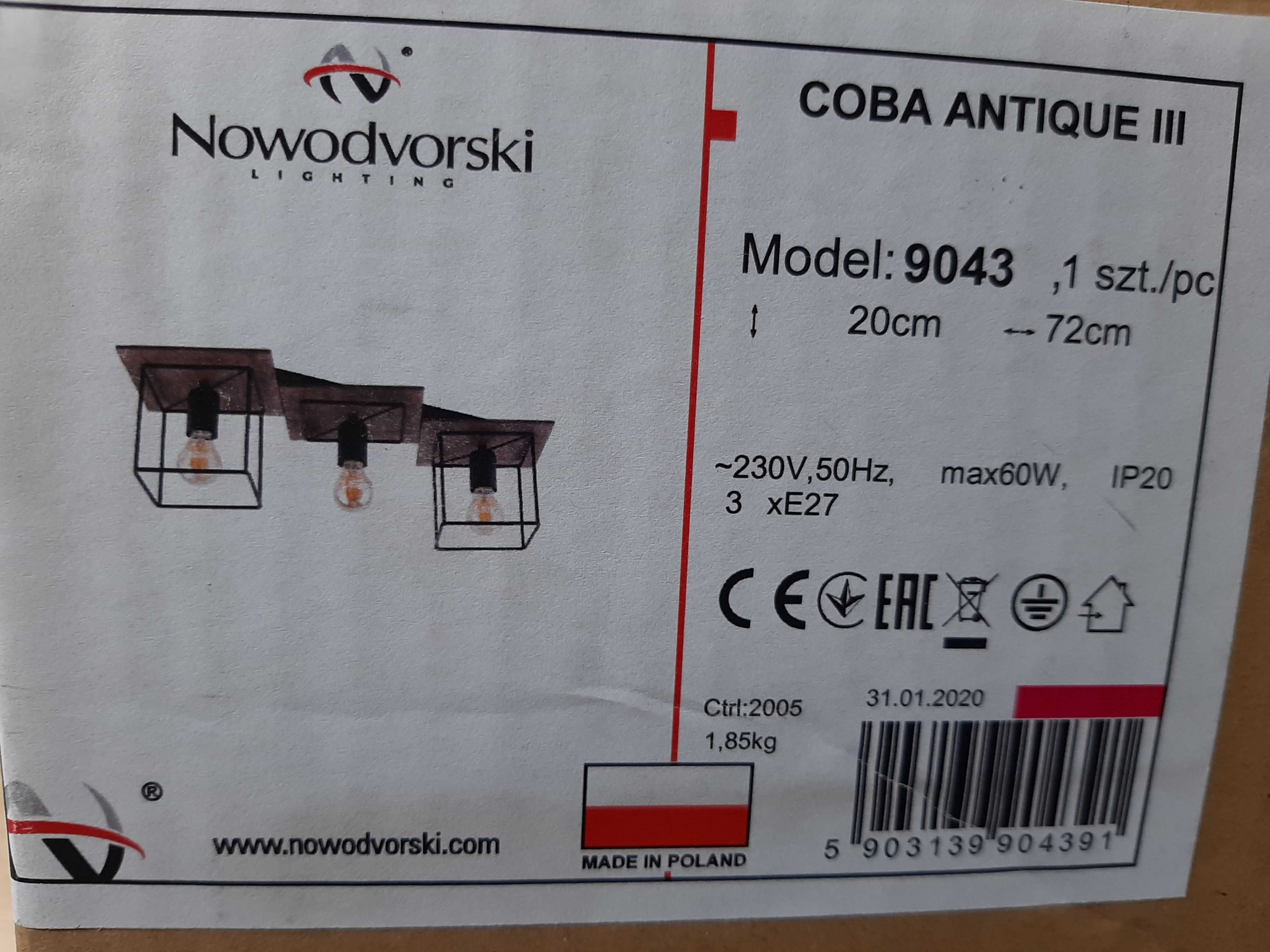 Lampa sufitowa COBA ANTIQE III Nowodvorski
