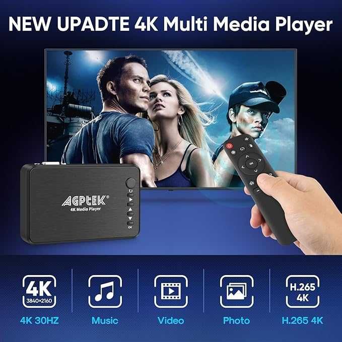 Media Playe AGPTEK 1080 P HDMI TV - Czarny