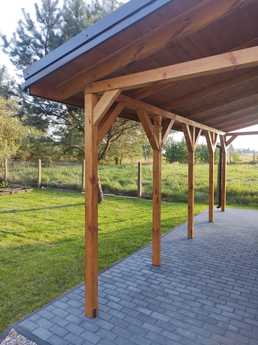 Zadaszenia tarasu wiaty drewniane garażowe carport zadaszenia z roletą