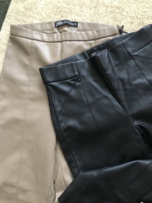 НОВІ! Лосіни, штани шкіряні (екошкіра), zara. Чорні та бежеві