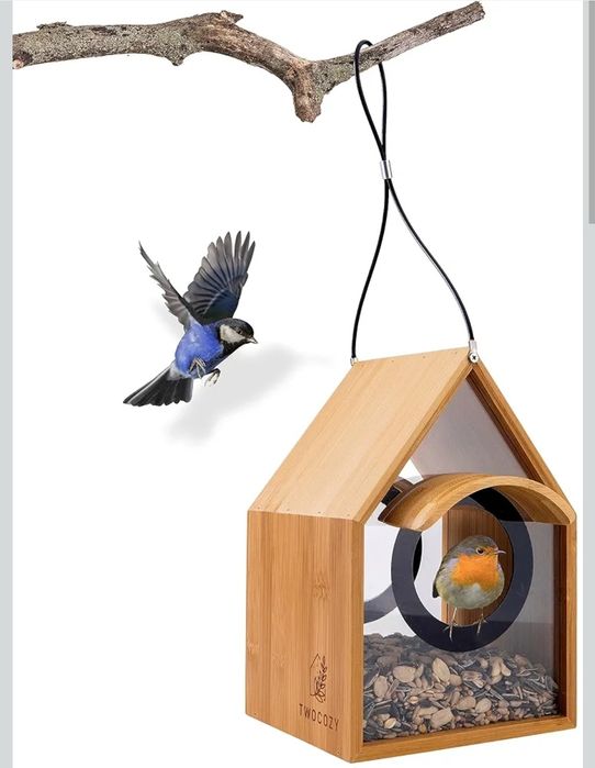 TWOCOZY Domek dla ptaków – karmnik dla ptaków do zawieszenia