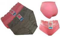 pakiet 2 szt. // majtki bawełniane XL  różowe i szare  z koronką