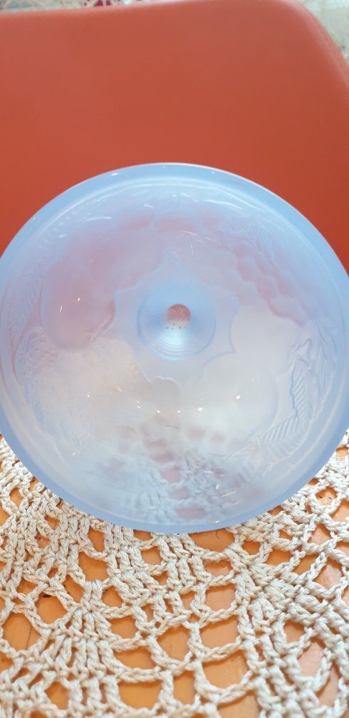 Cukiernica przedwojenna  na  stopce szkło błękitne mat   -  Art - deco