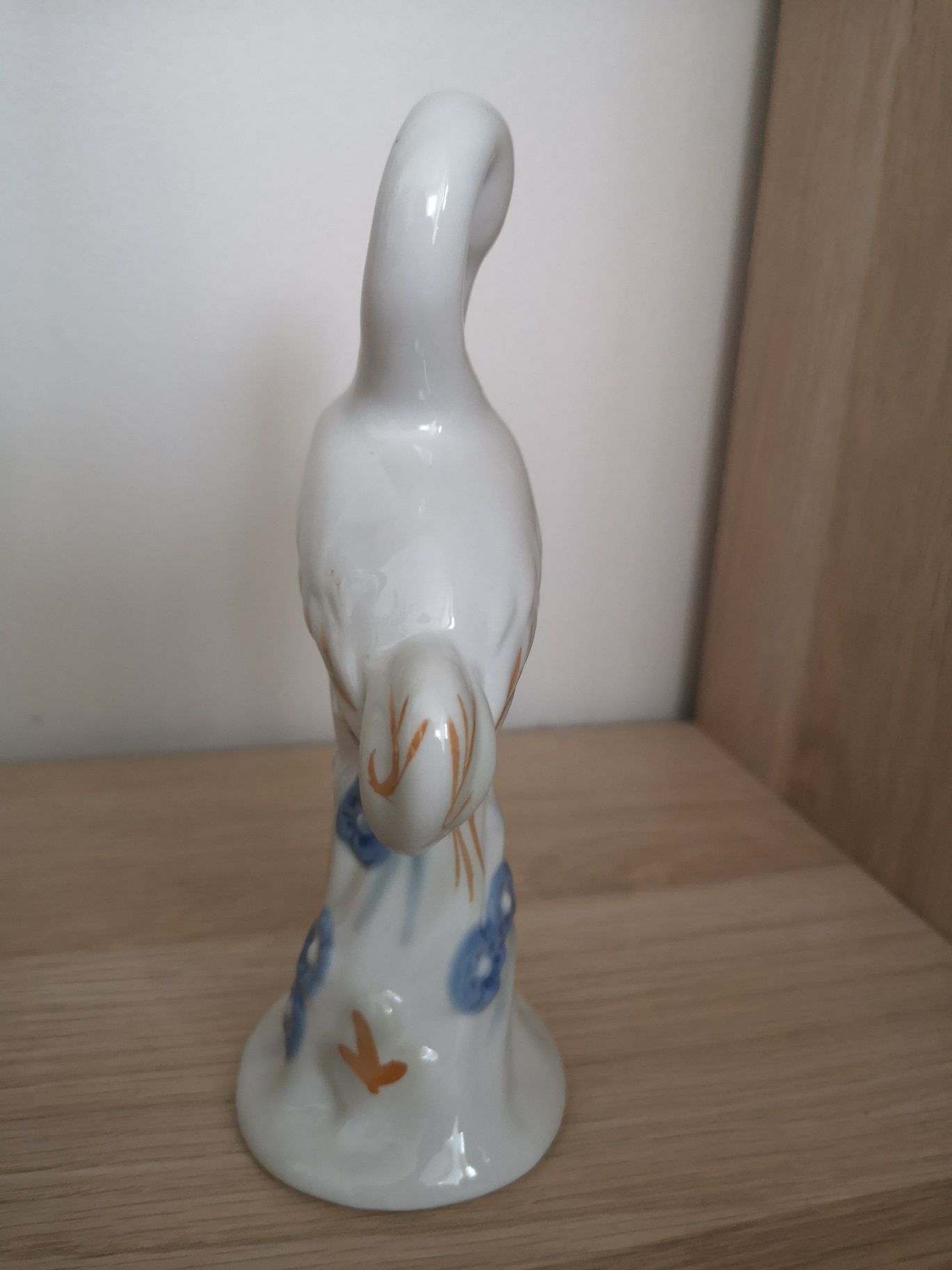 Porcelanowa figurka bociana Vintage 16 cm