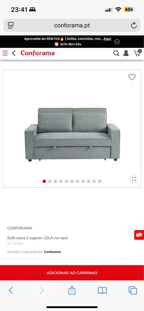 Sofa cama Lola 2 lugares - conforama