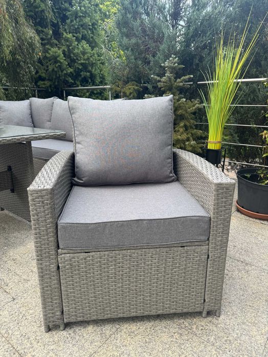 Narożnik Tarasowy Technorattanowy Zestaw Ogrodowy z Fotelami 2 KOLORY