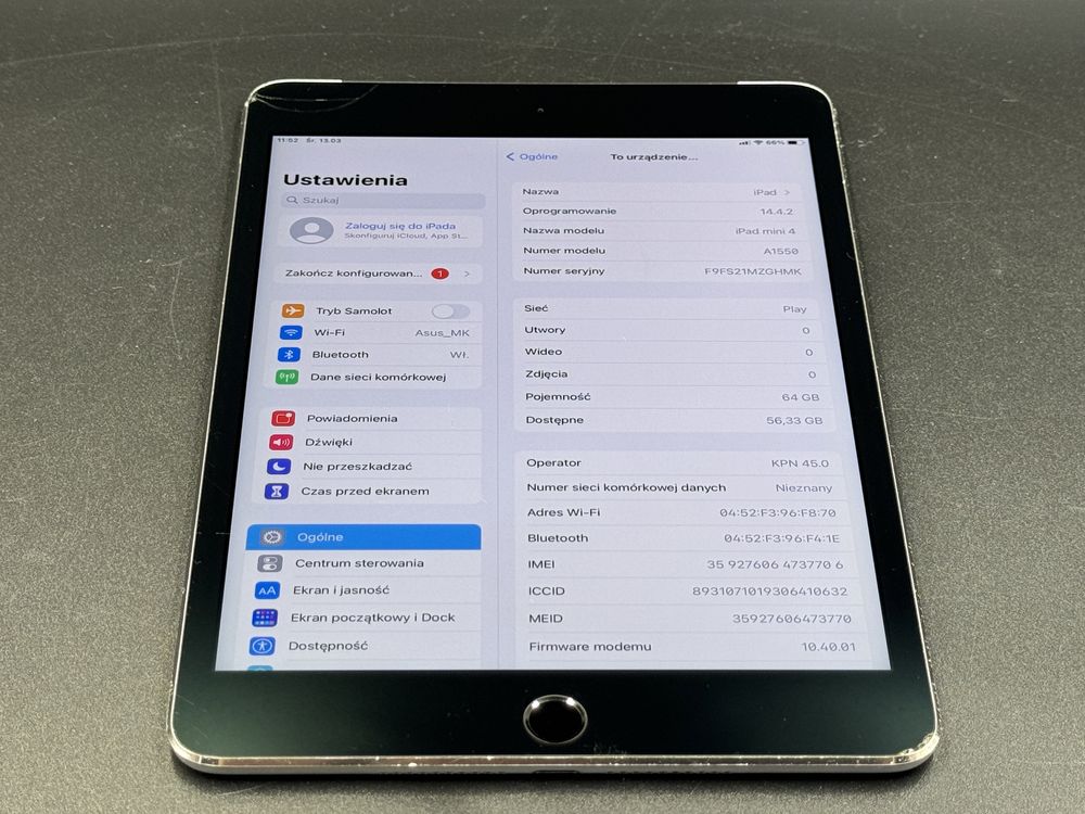 iPad mini 4 64GB (A1550) - Cellular (LTE) - faktura VAT 23%