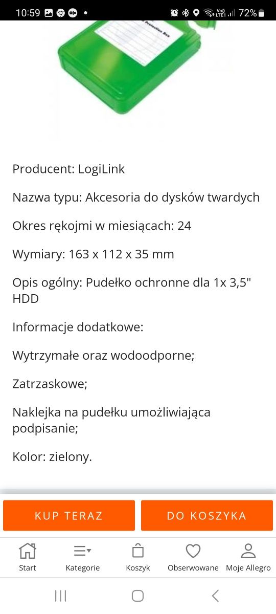 Pudełko ochronne do dysku