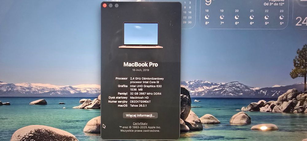 MacBook Pro 16" (2019) – Intel Core i9, 32 GB RAM DDR4