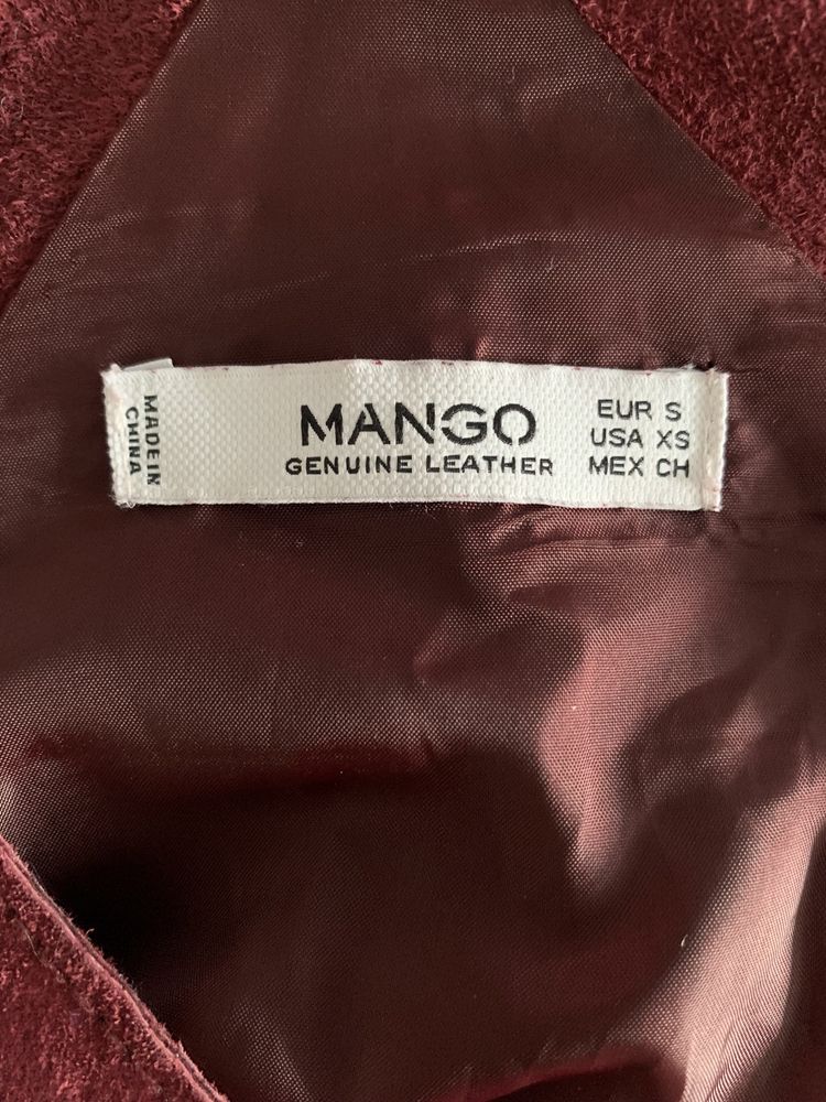 Vestido pele bordeaux Mango S