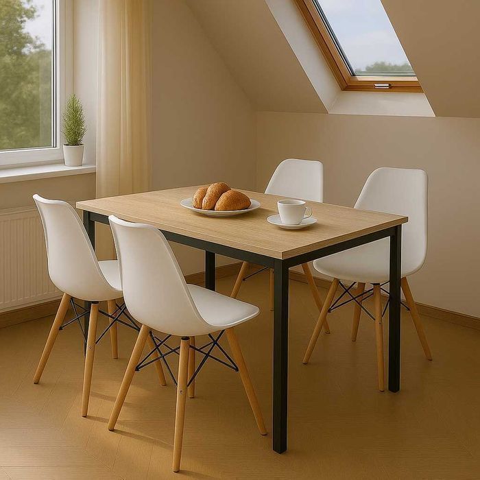 NOWY Stół z Krzesłami Drewniany do Kuchni Salonu Jadalni Stolik Loft