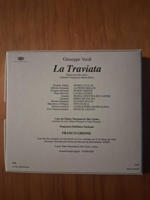 CD Verdi La Traviata Lisboa 1958, Novo nunca foi usado