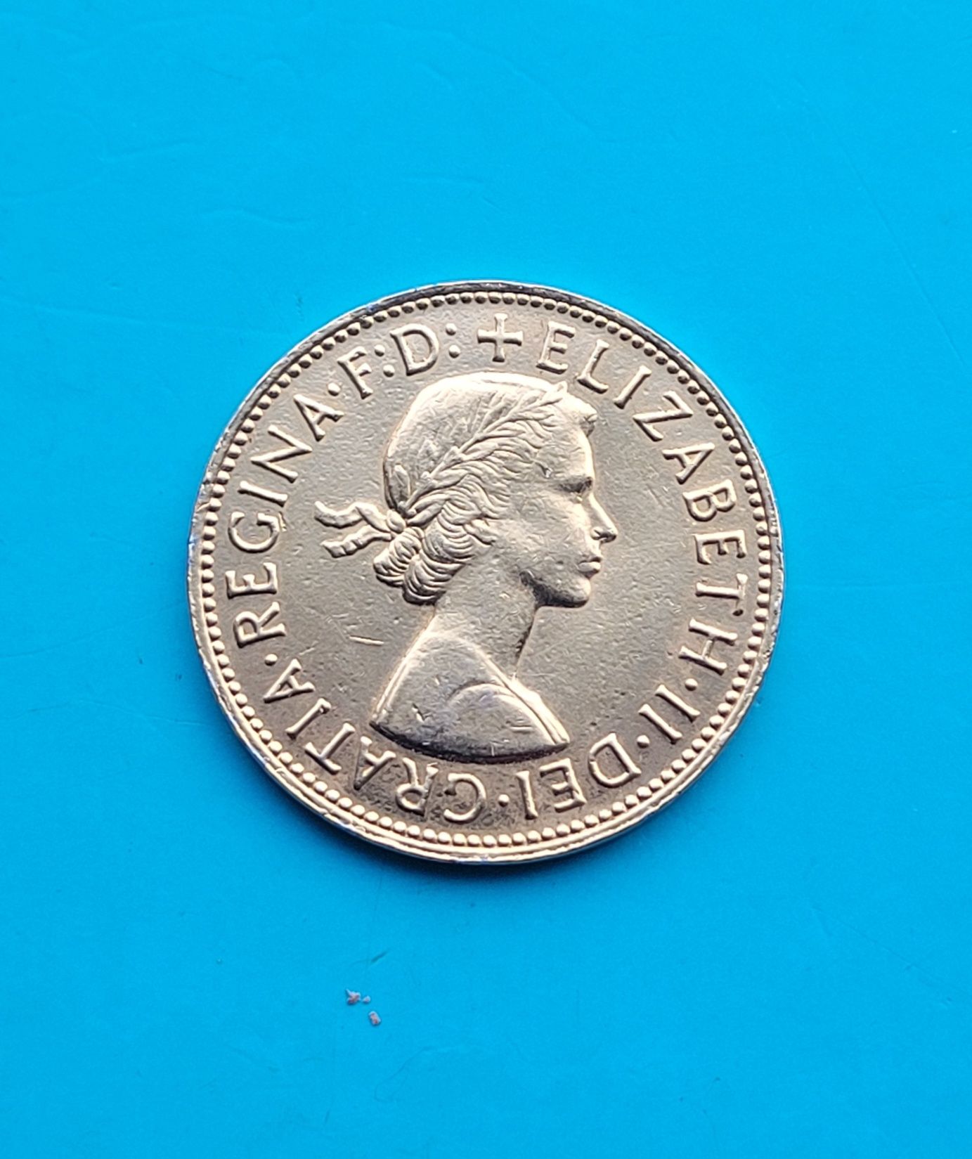 Moneta pozłacana  pens 1967 - Królowa Elizabeth II  - Wielka Brytania