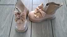 Buty botki skarpeta beżowe kokarda wiosna jesień 30