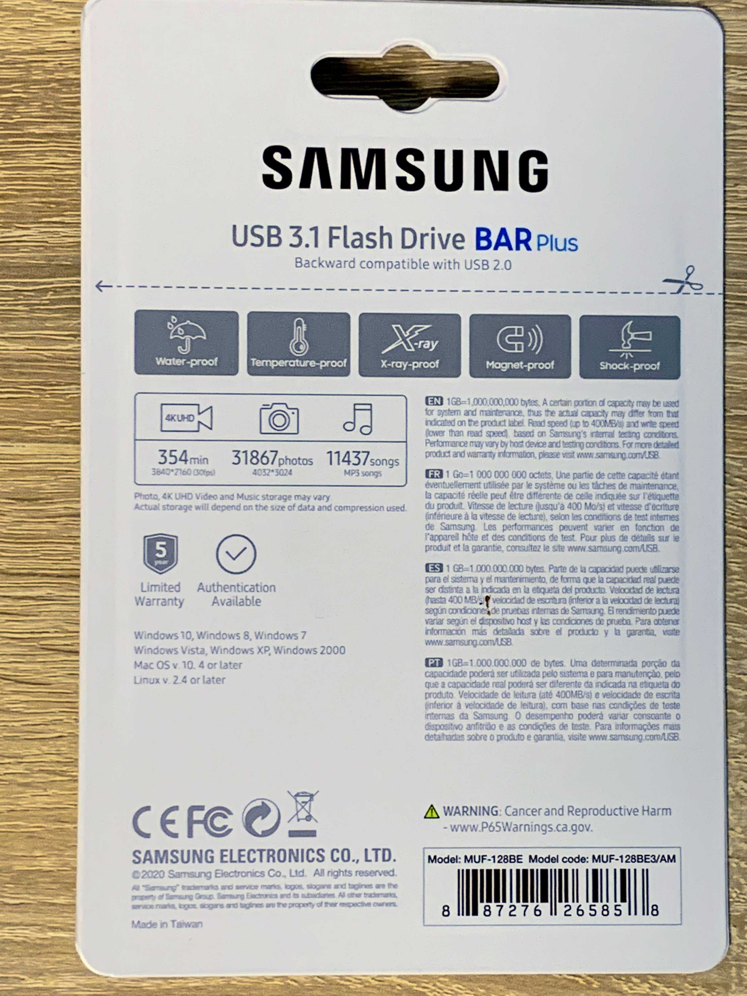 Флешпамять Samsung Bar Plus 128Gb 400MB/s (MUF-128BE3/AM)