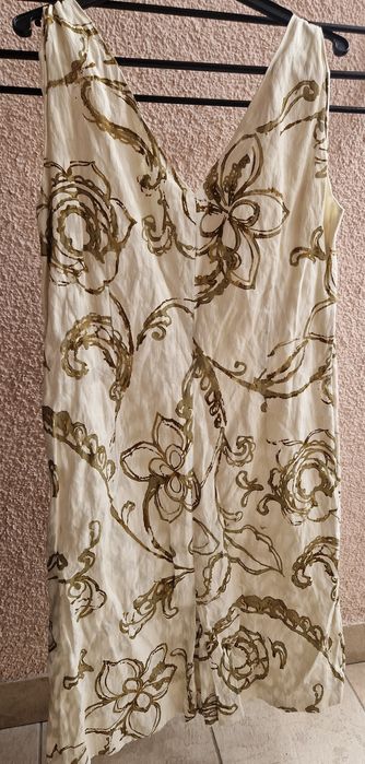 Wizytowa  szykowna SUKIENKA Deni Cler 44 bawelna ecru kremowa jak nowa