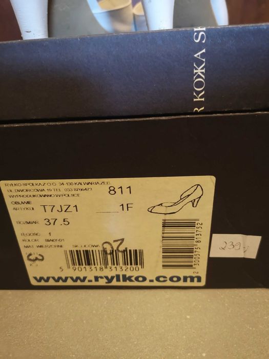 Buty Czółenka Ryłko skórzane białe obcas 37,5