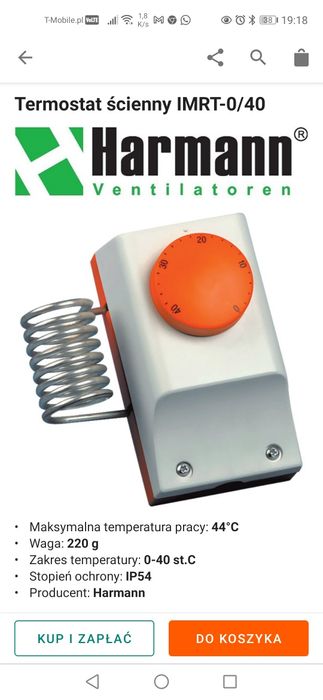 Termostat wentylatora Harmann 1 W