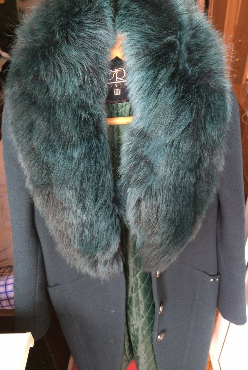 Зимнее пальто (кашемир, шерсть) воротник песец