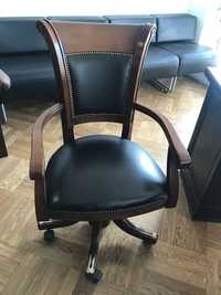 fotel,  krzesło gabinet,  skóra, drewno, obrotowe, retro, klasyka