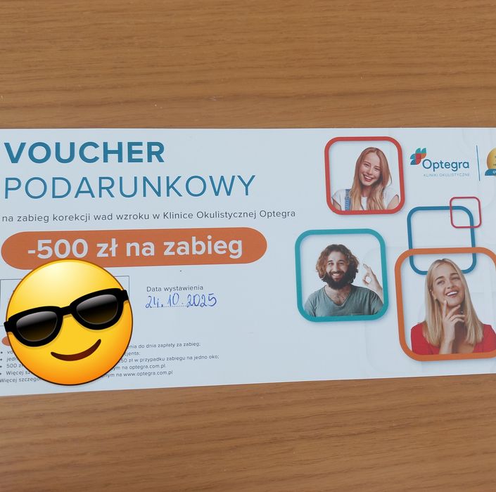 Voucher 500 zl na laserowa korekcję wzroku w optegra