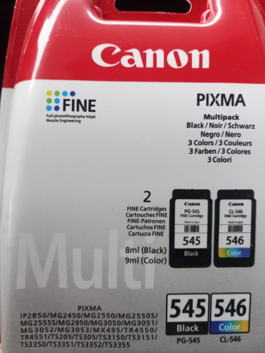 Tusz Canon PIXMA - zestaw 545 + 546, Orginalny - nie otwierany ...