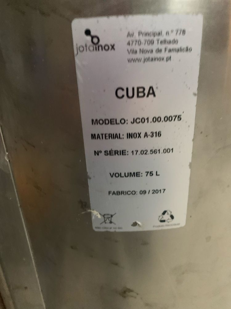 Cuba em inox, 75litros. Oi