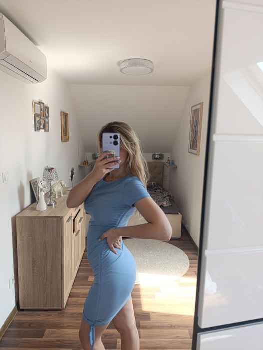 Sukienka marszczona dopasowana XS s letnia luźna kobieca