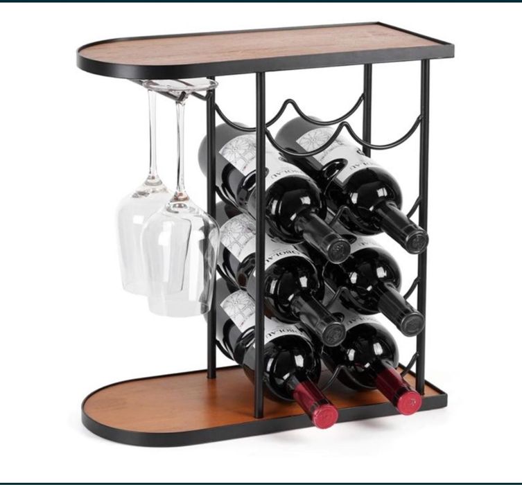 Stojak na wino z uchwytem na kieliszki