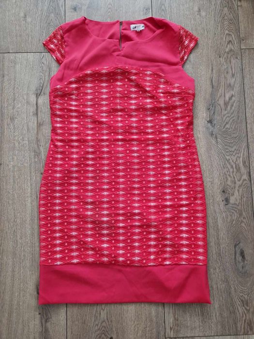 Malinowa sukienka r.42