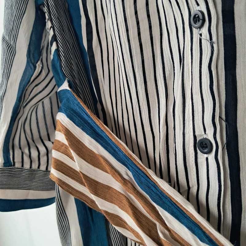 Długa sukienka maxi szmizjerka z wiskozy Zara Basic boho etno 38 M