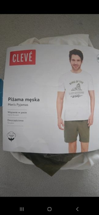 Nowa męska piżama cleve krótkie szorty i koszulka xxl 2xl meska
