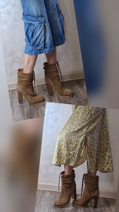 Ботинки сапоги бежевые кемел camel See By Chloe