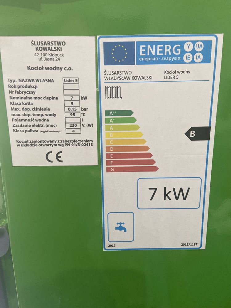 Kocioł Kotły 5 KLASA + ECODESIGN 7 KW z podajnikiem DOTACJA