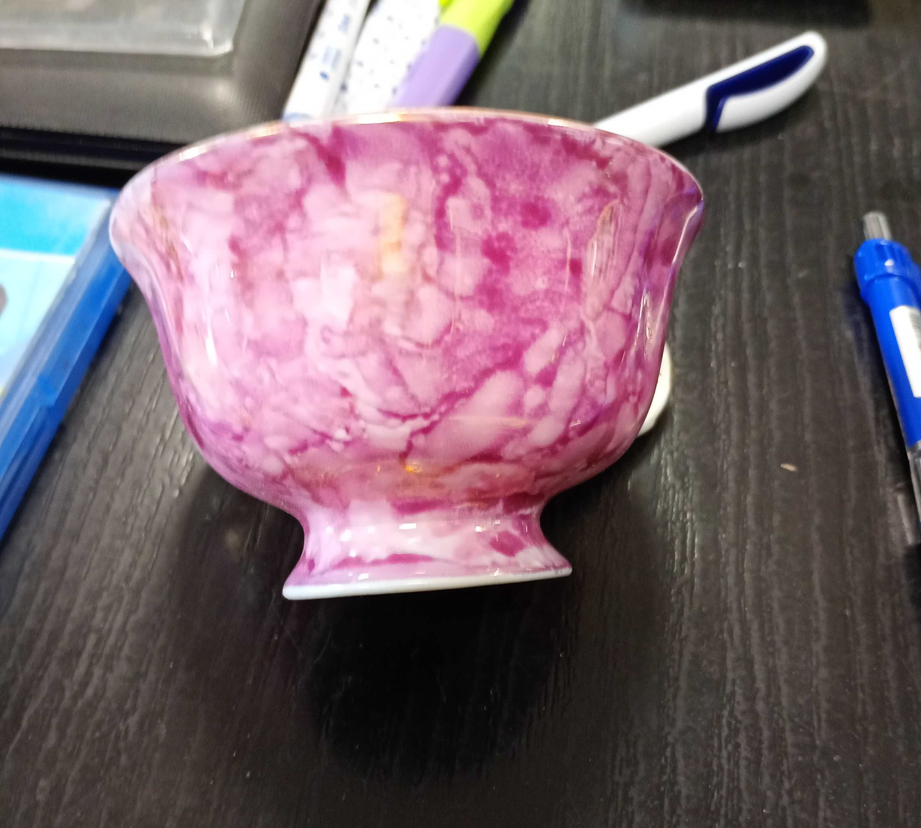 Zestaw do kawy na 6 osób  marmurkowy wzór porcelit Karolina z lat 70