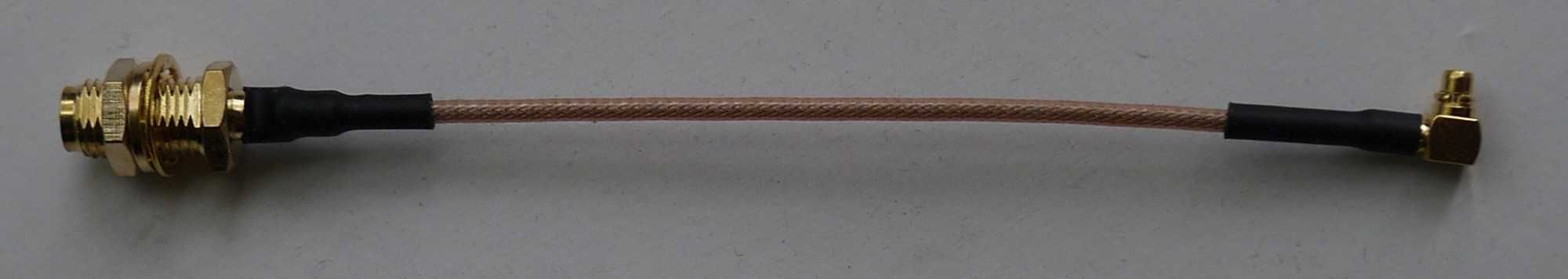 Пигтейл, коммутационный шнур MMCX male 90° - SMA female pigtail 10 см