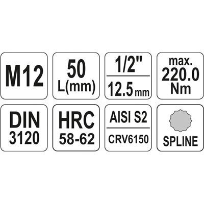 Klucz Trzpieniowy Spline 1/2 M12 L-55Mm Yato