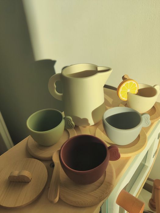 Piękny zestaw herbaciany filiżanki silikonowe zabawka kuchenna