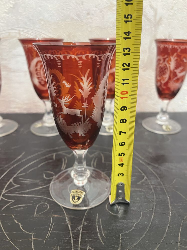 Хрустальные  Фужеры с Гравировкой , Wittig Cristal, Германия 30-40 гг