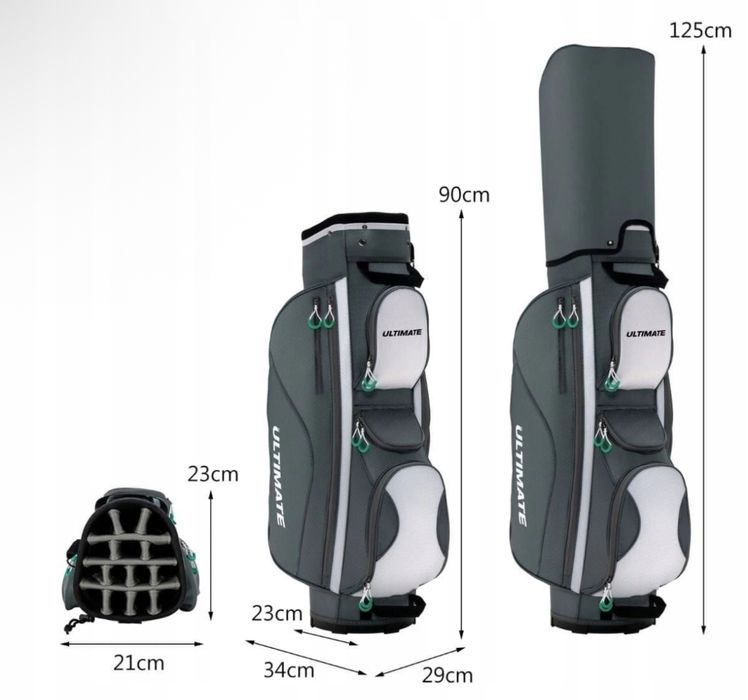 Torba golfowa z zapinanymi na zamek przegródkami i kieszonką