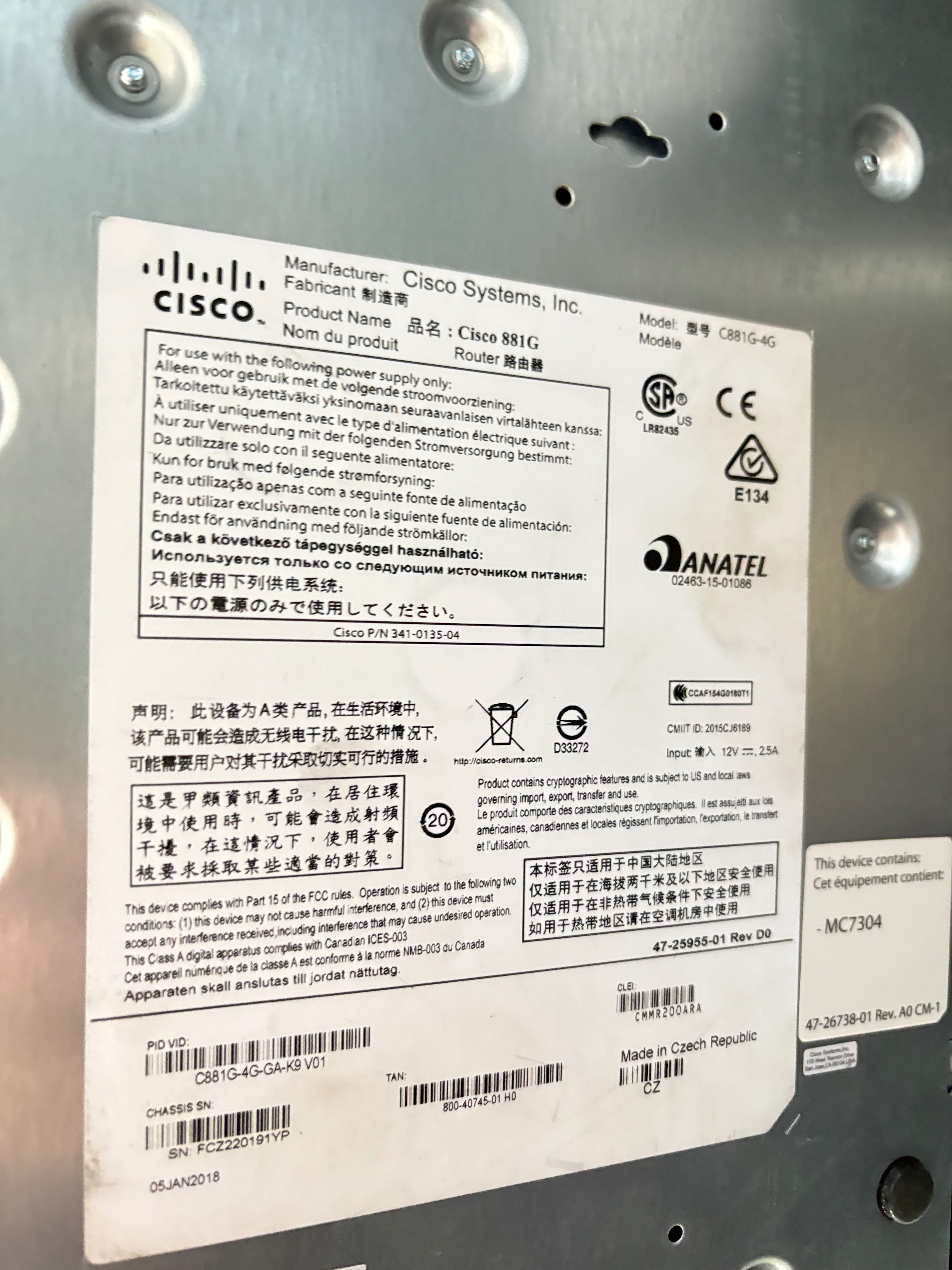 Маршрутизатор Rоутер poe світч Cisco Catalyst 2960 3560 881G-4G