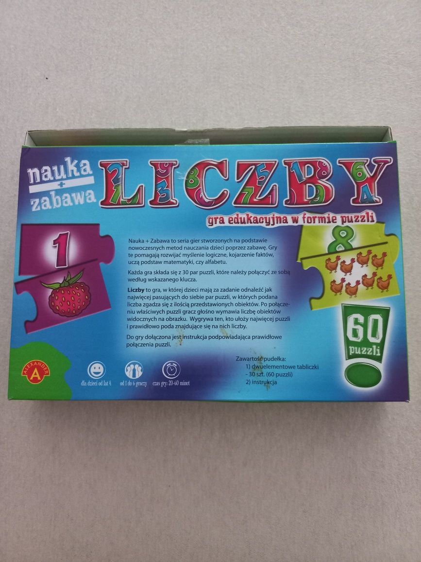 Puzzle liczby cyfry nauka liczenia 3+ (2 szt)