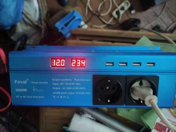 Інвертор Foval 12V-220  3000W-чиста синусоїда