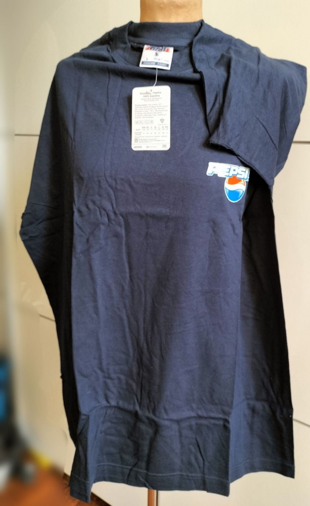 Pepsi T-shirt męski granat koszulka krótki rękaw r.L kolekcjonerskie